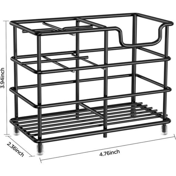 Black stainless steel toothbrush holder bathroom organizer 5 slot storage stand - Picture 3 of 7